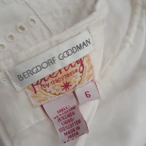 Plenty Tracy Reese Ivory Embroidered Strapless Midi Dress A-line Size 6 - Picture 8 of 9